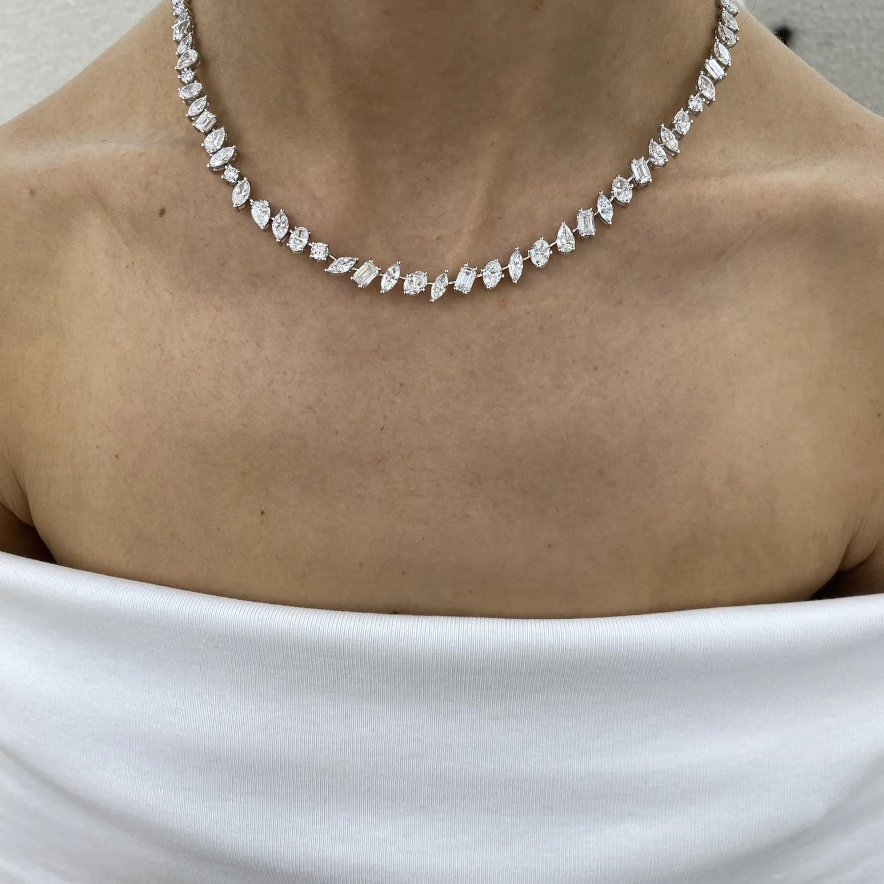 Diamond Chain Necklace 20.2 ct White Gold