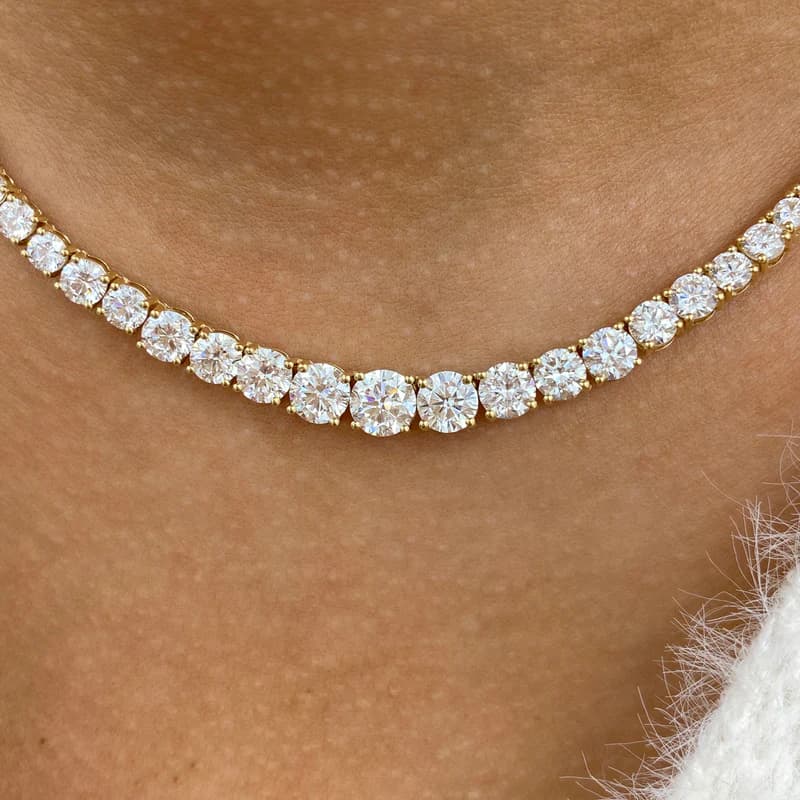 Diamond Tennis Necklace 15 ct Yellow Gold alternate view