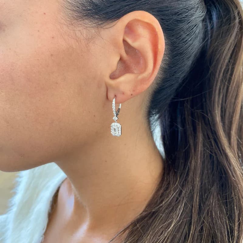 Diamond Dangle Earrings 2.3 ct White Gold