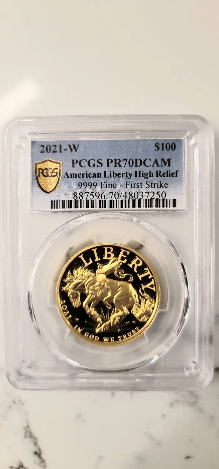 2021-W American Liberty High Relief 1 oz $100 - PCGS PR70 DCAM First Strike