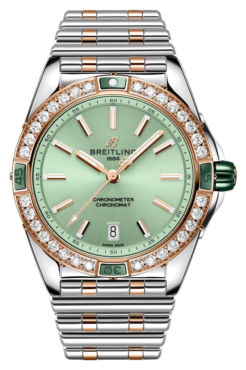 BREITLING Super Chronomat Automatic 38MM Green Dial Diamond Bezel Men's Watch U17356531L1U1