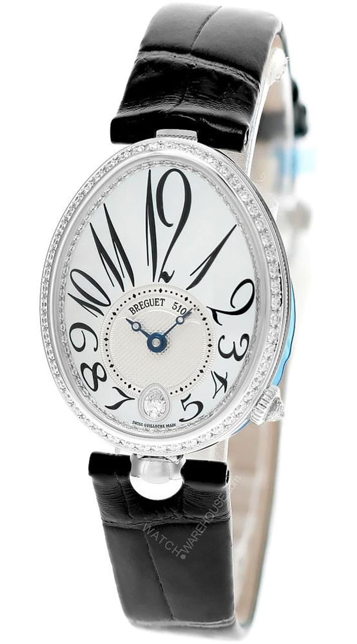 BREGUET Reine de Naples 8918 Automatic MOP 18K White Gold With Diamonds Leather Women's Watch