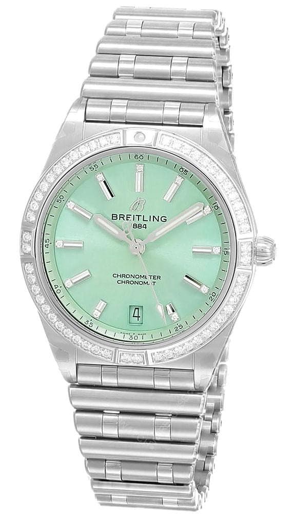BREITLING Chronomat Automatic Diamond 36MM Green Dial Bezel Unisex Watch