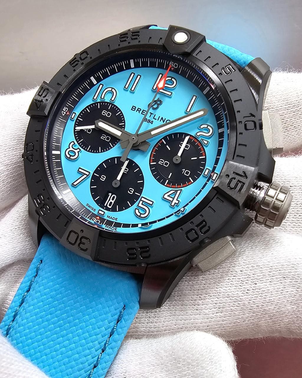 BREITLING Avenger B01 Night Mission Chronograph 42MM Leather Men's Watch