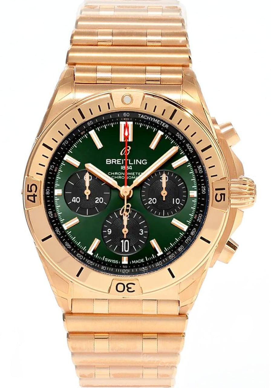 Breitling RB0134101L1R1 Chronomat B01 Automatic 42mm Green Dial 18K Rose Gold Men's Watch