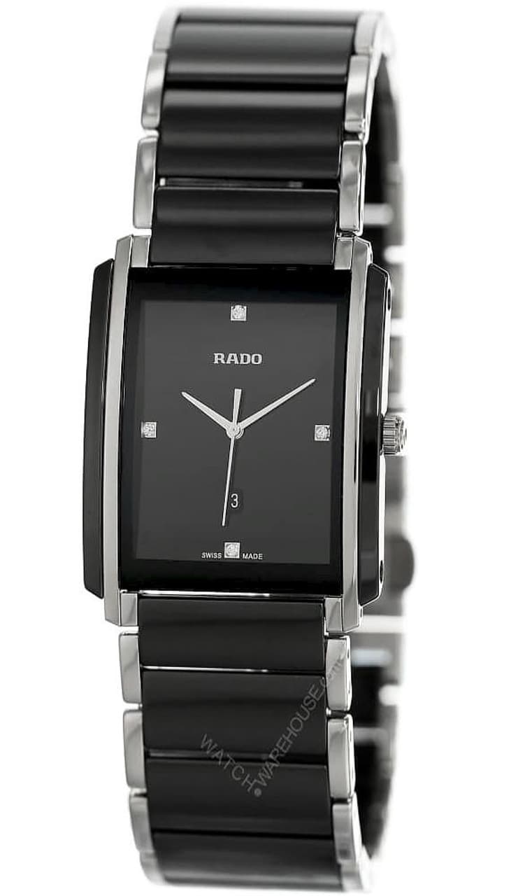 RADO Integral 3-Diamond 31MM Jubile Black Ceramic Unisex Watch